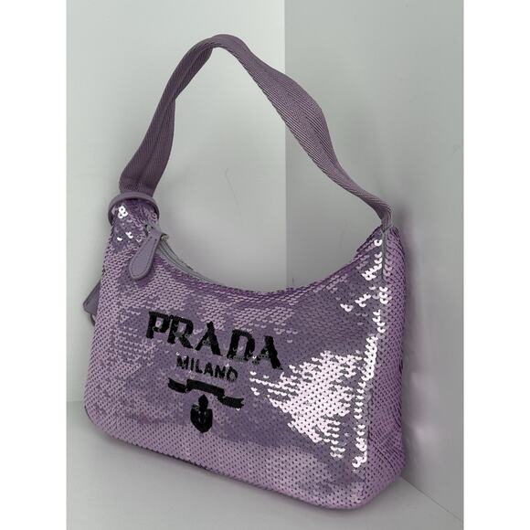 Prada Re-Edition 2000 Bag Paillettes Sequin Pink with Silver Hardware B-2 - Picture 1 of 16
